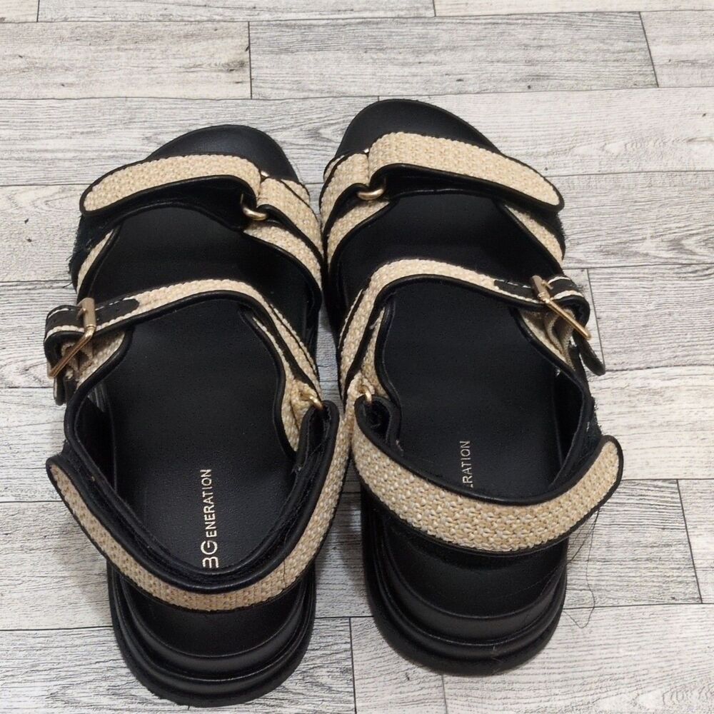 BCBGeneration Women's Strappy Sandals Ankle Strap Buckle Black/Beige US 8 - Picture 3 of 7